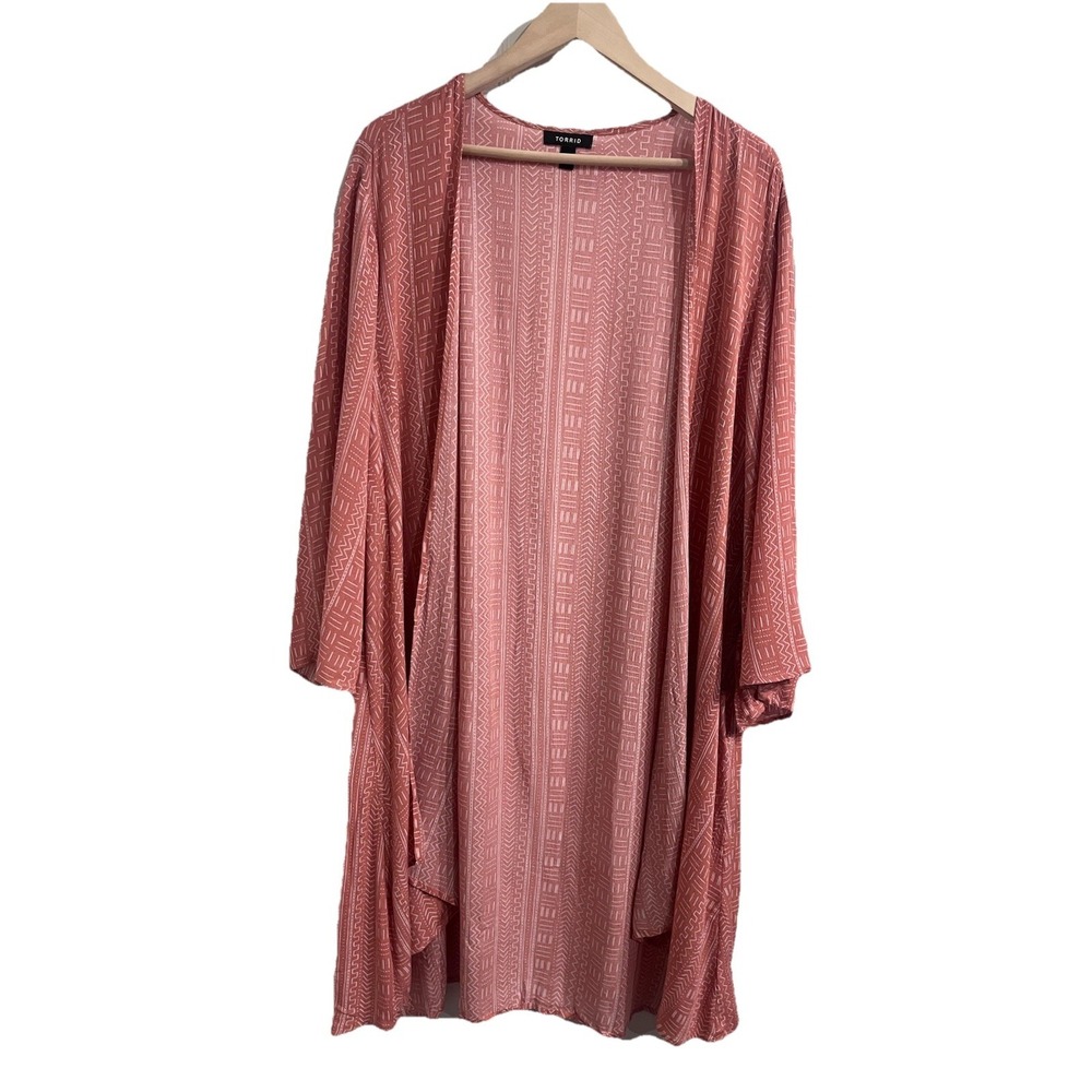 Torrid Pink Open Front‎ Duster Cardigan Kimono Size 1/2 NWOT